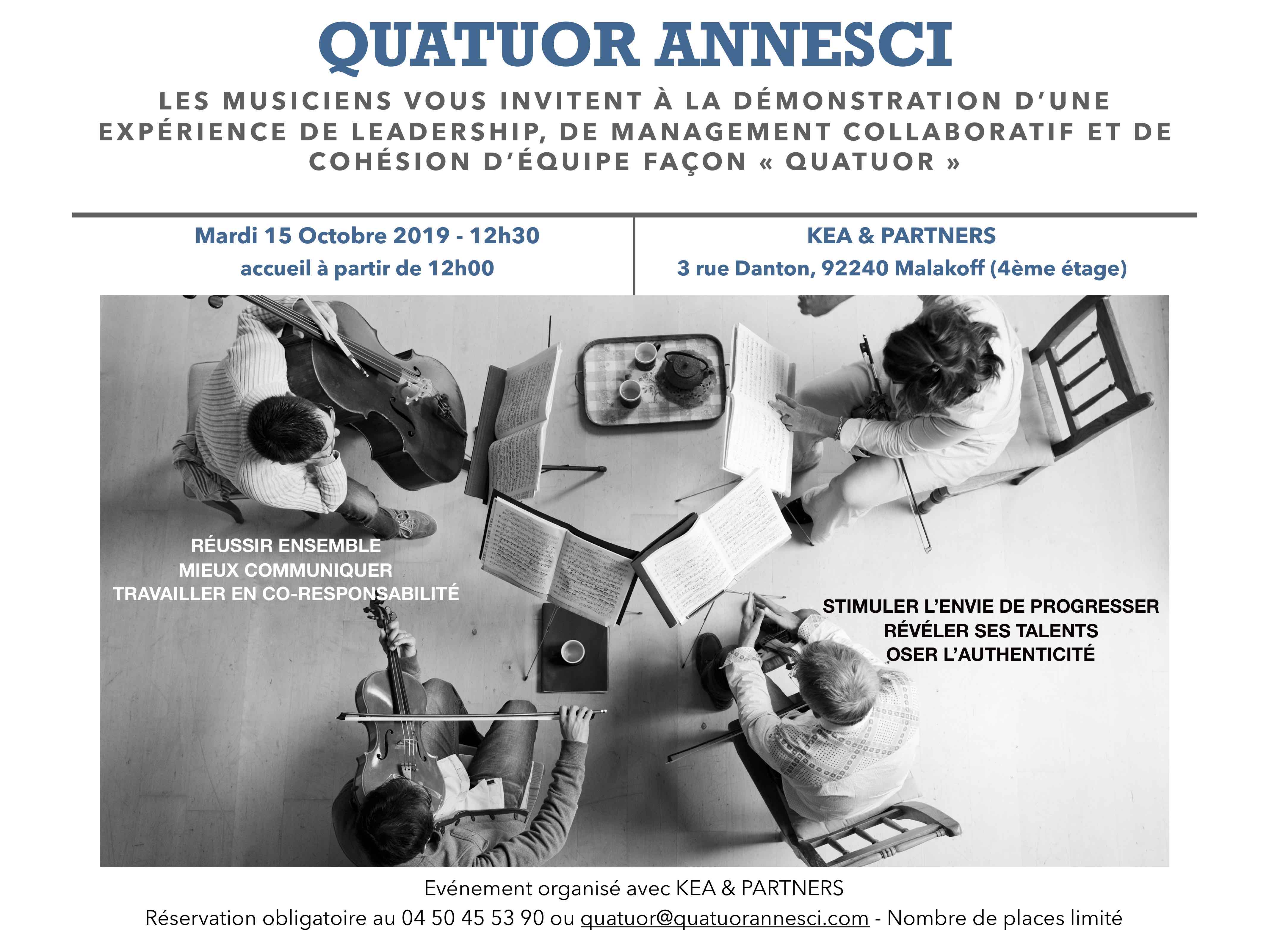 Invitation Démonstration Management Innovant Quatuor Annesci 15 octobre 2019 Malakoff