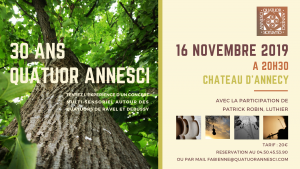Affiche 30 ans du Quatuor Annesci - Spectacle du 16 novembre 2019