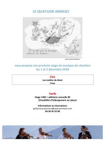 Affiche stage de musique de chambre avec le Quatuor Annesci décembre 2018