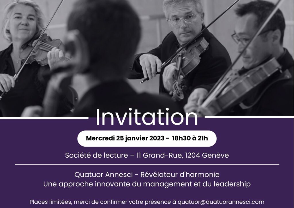 Invitation du Quatuor Annesci Genève 25 janvier 2023